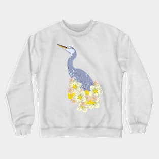 crane with wild flowers Crewneck Sweatshirt